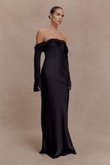 Giselle Off Shoulder Cowl Neck Maxi Dress - Black