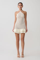 Carrisa Crochet Knit Mini Dress - White