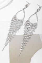 Sparkly Silver Rhinestones Drop Earrings
