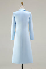 Sky Blue Peak Laplel Midi Business Casual Dress with Long Sleeves