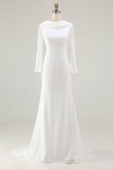 Modest Ivory Mermaid Long Sleeve Wedding Dress