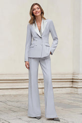 Silver Peak Lapel Double Breasted 2-Piece Women Suits