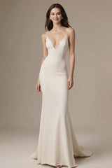 Ivory Mermaid Spaghetti Straps Maxi Dress