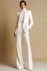 White Beaded Shawl Lapel 2-Piece Women Suits