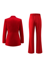 2-Piece Red Notched Lapel Women Suits