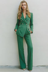 Green Double Breasted 2-Piece Women Suits