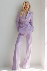 Lilac 2-Piece Notched Lapel Women Suits With Belt