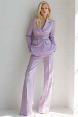 Lilac 2-Piece Notched Lapel Women Suits With Belt