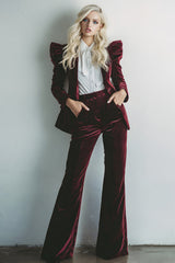 Vintage 2-Piece Burgundy Velvet Prom Suits
