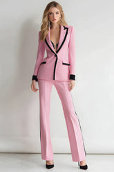 2-Piece Pink Peak Lapel Slim Fit Women Suits