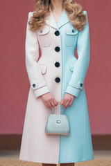 Pink Blue Colorblock Slim Fit Midi Work Dress