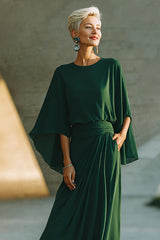 Dark Green A-Line Round Neck Mother Of The Bride Dress