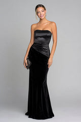 Strapless Ruched Sheath Black Tie Dress