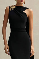 Mermaid Black Long Formal Dress with Sash