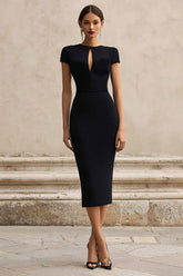 Black Pencil Keyhole Midi Formal Dress
