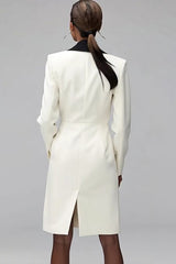 Ivory Shawl Lapel Double Breasted Blazer Dress