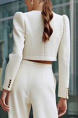 Ivory 2 Piece Single Breasted Women Suits With Pockets