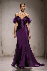 Mermaid Purple Off The Shoulder Gala Dress With Sash