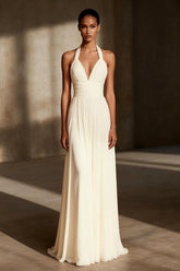 Ivory Halter A-Line Maxi Dress