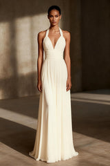 Ivory Halter A-Line Maxi Dress