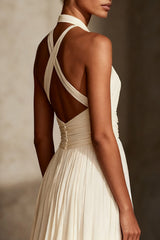 Ivory Halter A-Line Maxi Dress