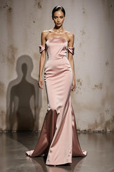 Mermaid Off The Shoulder Light Pink Satin Maxi Evening Dress
