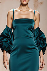 Mermaid Peacock Blue Cold Shoulder Evening Dress
