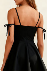 Black Spaghetti Straps A-Line Mini Dress