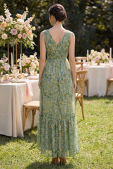 High Low Ruched A Line Dusty Green Wedding Guest Dress with Ruffles