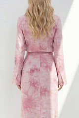 Pink 2 Piece Notched Lapel A Line Women's Linen Suits