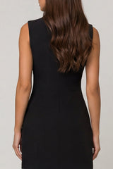 Black Notched Lapel Sleeveless Bodycon Mini Work Dress