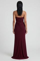Burgundy Sweetheart Mermaid Formal Dress with Slit