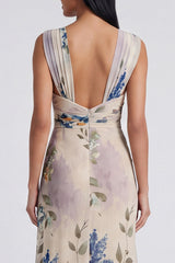 Ivory Floral A Line Wedding Guest Dress with Slit