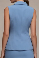 Steel Blue 2 Piece Notched Lapel Bodycon Mini Work Dress