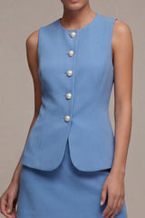 2 Piece Steel Blue Bodycon Sleeveless Mini Work Dress