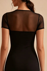 Black Bodycon Mini Dress with Short Sleeves