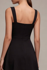 Black A Line Midi Dress with Slit