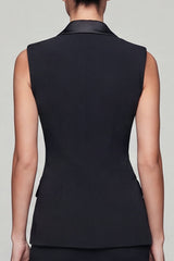 2 Piece Peaked Lapel Black Bodycon Mini Work Dress