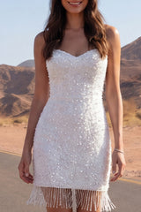 Sparkly Strapless Ivory Mini Boho Wedding Dress