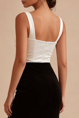 Mermaid ColorBlock Black and White Formal Dress with Slit