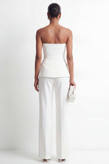 Strapless White 2-Piece Double Breasted Slim Fit Women Suits