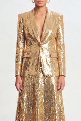 Sparkly Shaw Lapel Golden 2-Piece Women Suits
