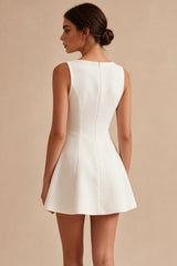 Corset A Line Spaghetti Straps Simple Little White Dress