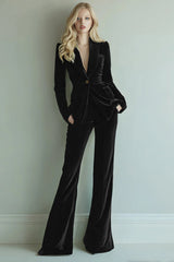 Dark Green Slim Fit 2-Piece Velevt Women Suits