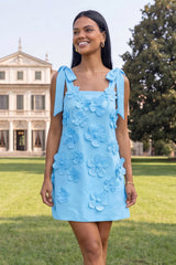 A-Line Lilac Floral Homecoming Dress with Sash