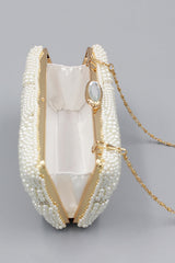 Ivory Beaded Pearls Party Clutch