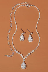 Rhinestone Drop Bridal Earrings Necklace Set