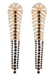 Alloy Rhinestones Vintage Boho Leaf Tassel Earrings