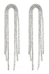 Silver Tassel Rhinestones Earrings