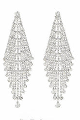 Shiny Silver Long Rhinestones Earrings